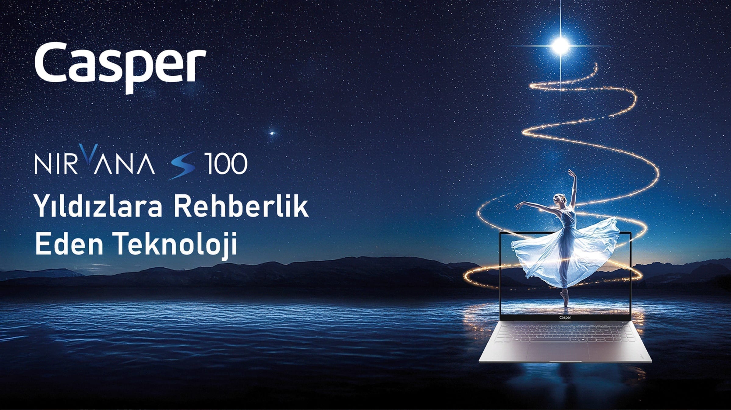 Key Visual der Nirvana S100 Ballett-Kampagne mit Sternmotiven und choreografischen Formen.