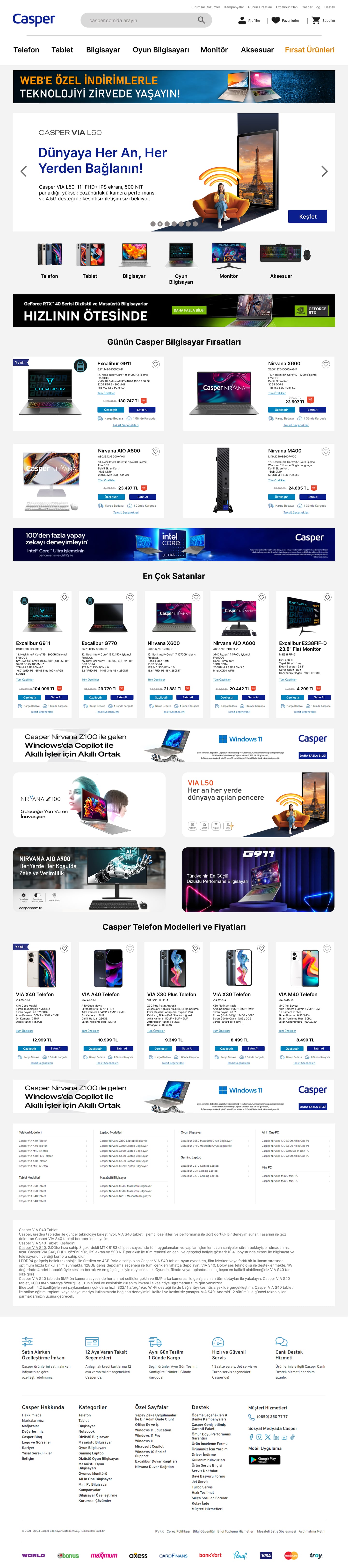 Neu gestaltete Casper-Startseite mit Hero-Banner, Kategorienavigation und Produktraster.