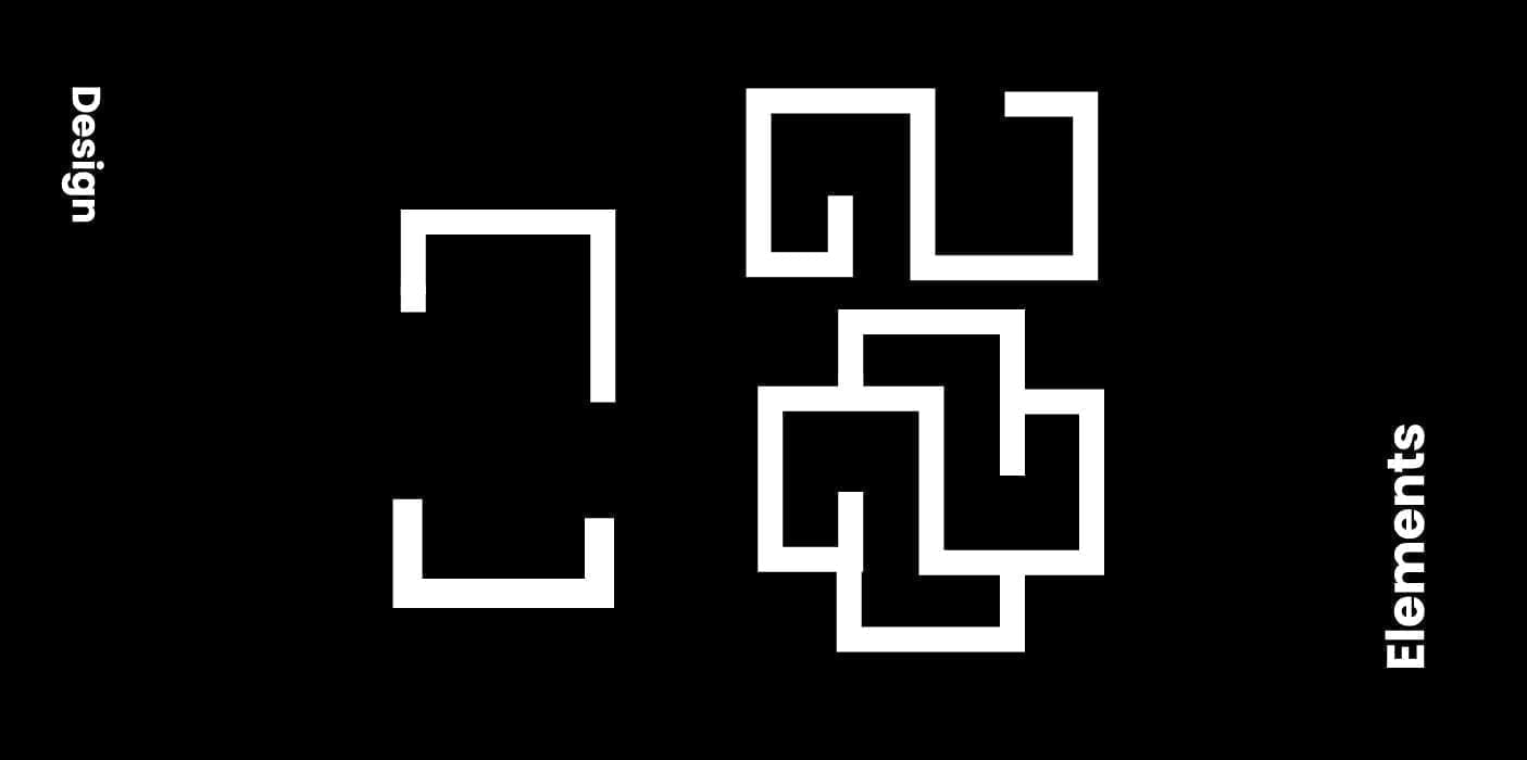 Markenmuster abgeleitet aus dem Wermelinger-Kreuz, als geometrische Konturen auf schwarzem Grund.